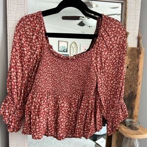 Floral Red Women's Top